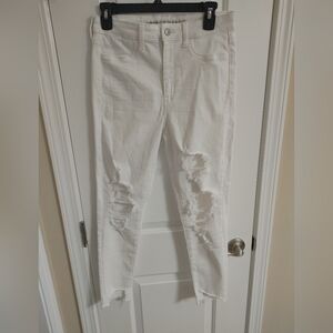 Women's White Distressed Jeans